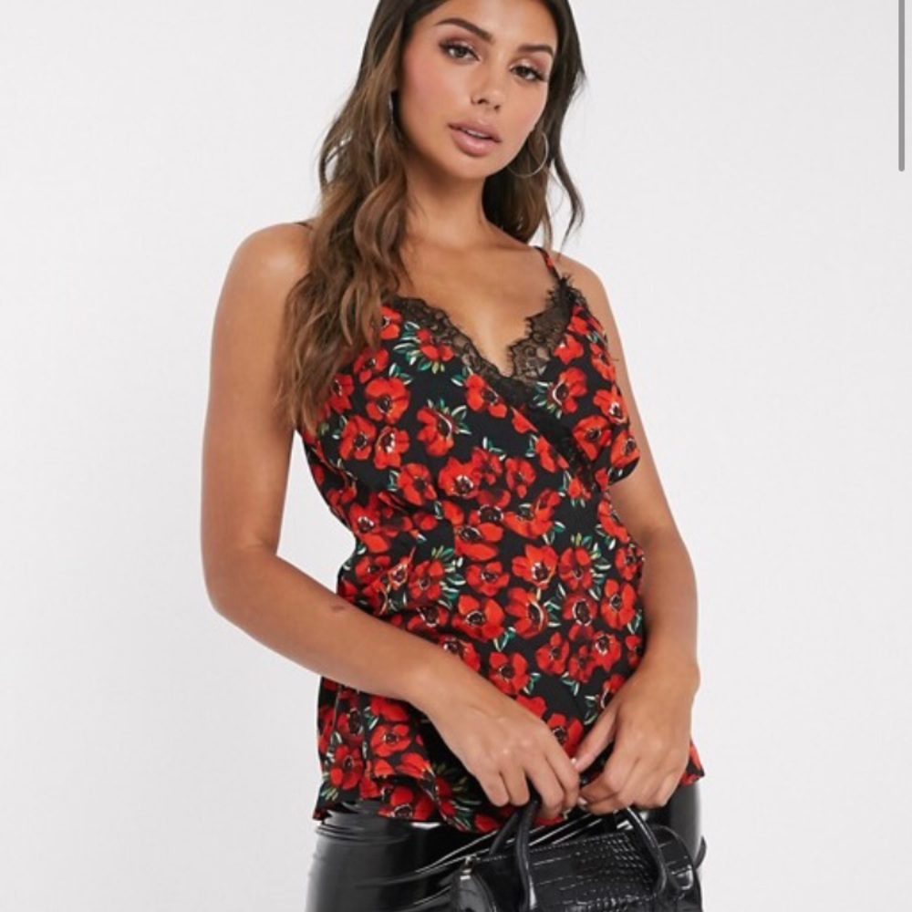 MISSGUIDED Satin Cami Wrap Top